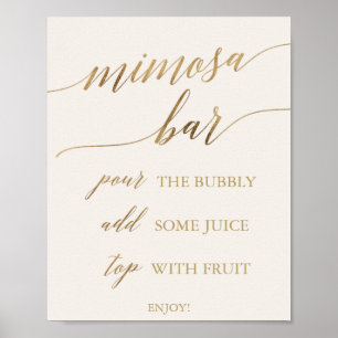 Elegant Gold Calligraphy   Ivory Mimosa Bar Sign