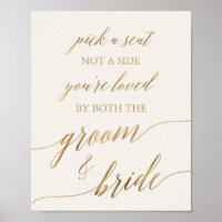 Elegant Gold Calligraphy | Ivory Pick A Seat Sign