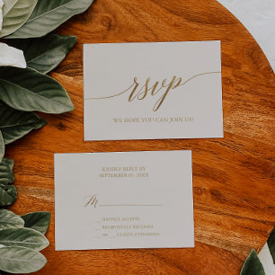 Elegant Gold Calligraphy   Ivory Simple RSVP Card