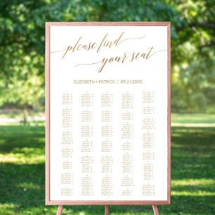 Elegant Gold Calligraphy Large 200+ Seating Chart