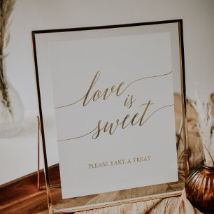 Elegant Gold Calligraphy Love is Sweet Sign