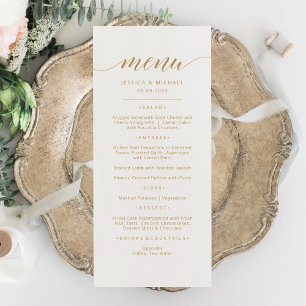 Elegant Gold Calligraphy Menu Card