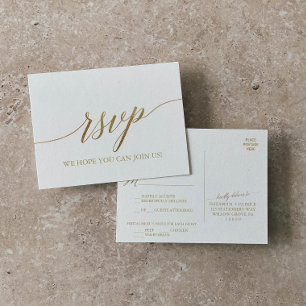Elegant Gold Calligraphy Menu Choice RSVP Postcard