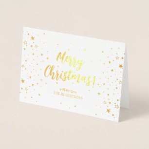 Elegant Gold Calligraphy Merry Christmas Foil Card
