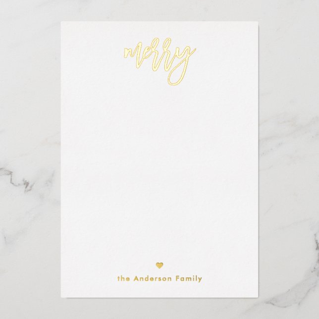 Elegant Gold Calligraphy Merry Christmas Note Card (Front)