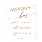 Elegant Gold Calligraphy Mimosa Bar Sign