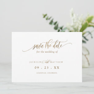 Elegant Gold Calligraphy, Minimalist Wedding Save The Date