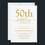Elegant Gold Calligraphy Modern 50th Birthday Invitation<br><div class="desc">This elegant modern gold calligraphy 50th birthday invitation is perfect for a simple and fun birthday party. Easy to customise all text. Happy Birthday!</div>