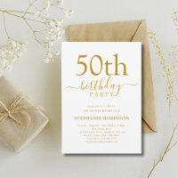 Elegant Gold Calligraphy Modern 50th Birthday