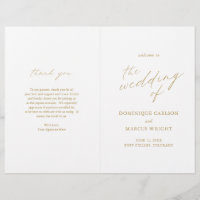 Elegant Gold Calligraphy Modern Wedding Program