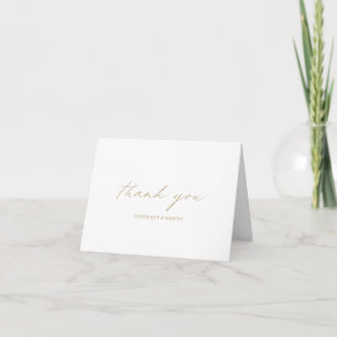 Elegant Gold Calligraphy Modern Wedding Thank You Card