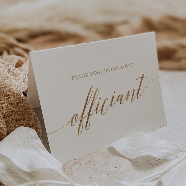 Elegant Gold Calligraphy Officiant Thank You Card (Creator Uploaded)