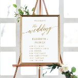 Elegant Gold Calligraphy Order of Events Poster<br><div class="desc">This elegant gold calligraphy order of events poster is perfect for a simple wedding. The neutral design features a minimalist poster decorated with romantic and whimsical faux gold foil typography. Customise the poster with the name of the bride and groom. Please Note: This design does not feature real gold foil....</div>