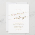 Elegant Gold Calligraphy Ornament Exchange Invitation<br><div class="desc">This elegant gold calligraphy ornament exchange invitation card is perfect for a simple holiday event. The neutral design features a minimalist invitation decorated with romantic and whimsical faux gold foil typography. Please Note: This design does not feature real gold foil. It is a high quality graphic made to look like...</div>