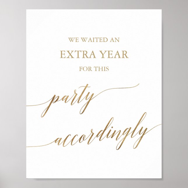 Elegant Gold Calligraphy Party Accordingly Sign (Front)