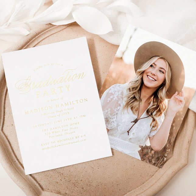 Elegant Gold Calligraphy Photo Graduation Party (Creator Uploaded)