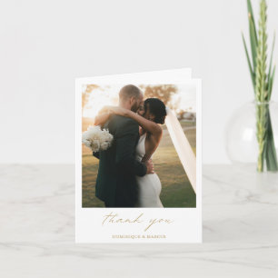 Elegant Gold Calligraphy Photo Modern Wedding Thank You Card