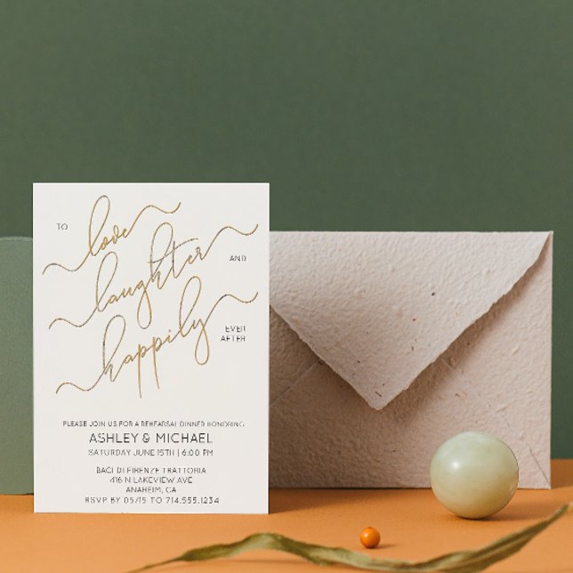 Elegant Gold Calligraphy Photo Rehearsal Dinner Invitation (Rehearsal Dinner Awaits! Join Us for Pre-Wedding Cheers 🍽️✨ [Edit & Send])