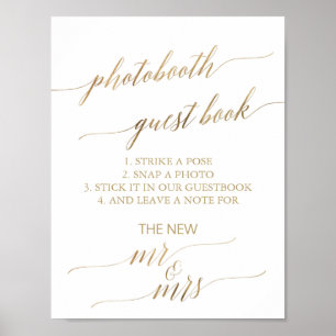 Elegant Gold Calligraphy Photobooth Guest Book