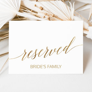 Elegant Gold Calligraphy Reserved Sign