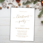 Elegant Gold Calligraphy Script Christmas Party Invitation<br><div class="desc">Modern Gold Calligraphy Script Minimalist Christmas Party Invitations is perfect for a simple Christmas event. Features an elegant „Christmas Party” text in a beautiful hand lettered swirly swash-tail font script type in gold on white colour background. Easy to personalise with your name and party details.</div>