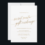 Elegant Gold Calligraphy Secret Santa Invitation<br><div class="desc">This elegant gold calligraphy secret Santa invitation card is perfect for a simple holiday event. The neutral design features a minimalist invitation decorated with romantic and whimsical faux gold foil typography. Please Note: This design does not feature real gold foil. It is a high quality graphic made to look like...</div>