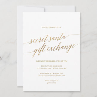 Elegant Gold Calligraphy Secret Santa Invitation