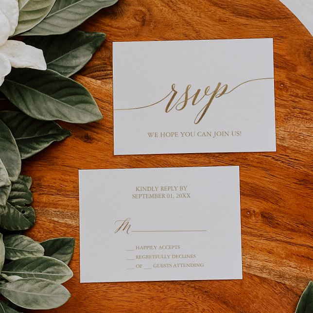 Elegant Gold Calligraphy Simple RSVP Card (Creator Uploaded)