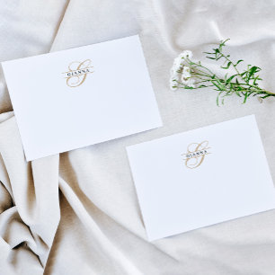 Elegant Gold Calligraphy Split Monogram Card