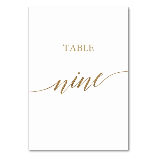 Elegant Gold Calligraphy Table Nine Table Number (Front)