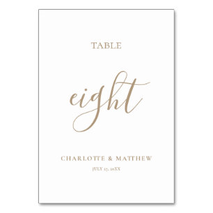 Elegant Gold Calligraphy Table Number