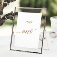 Elegant Gold Calligraphy Table One Table Number