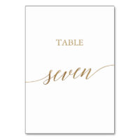 Elegant Gold Calligraphy Table Seven Table Number