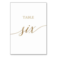 Elegant Gold Calligraphy Table Six Table Number