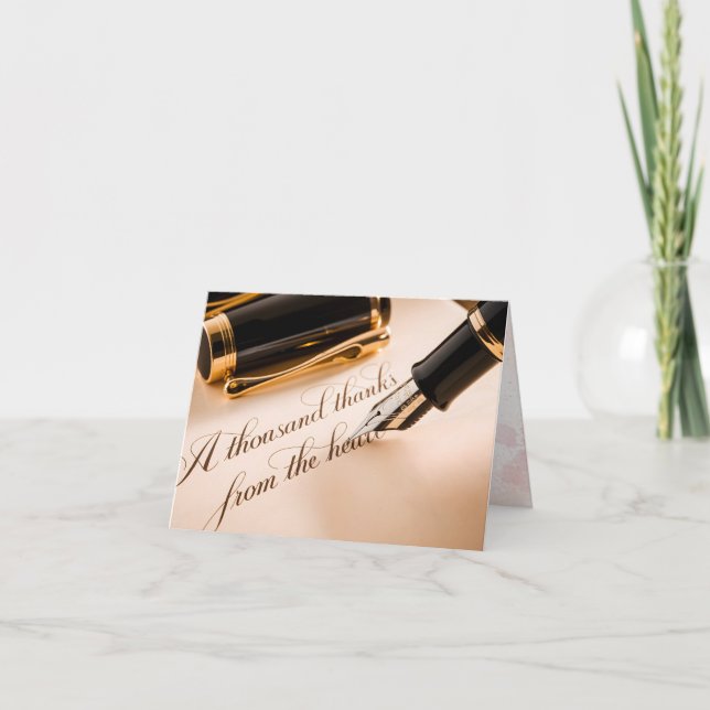 Elegant Gold Calligraphy Thank You Card (Front)
