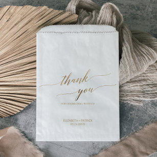 Elegant Gold Calligraphy Thank You Wedding Favour Bags