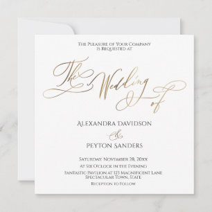 Elegant Gold Calligraphy "The Wedding of" Invitation