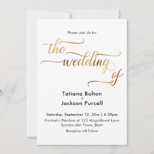 Elegant Gold Calligraphy The Wedding of Invitation
