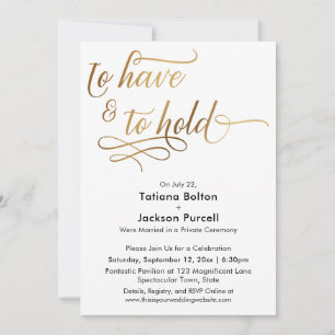 Elegant Gold Calligraphy To Have and To Hold Invitation