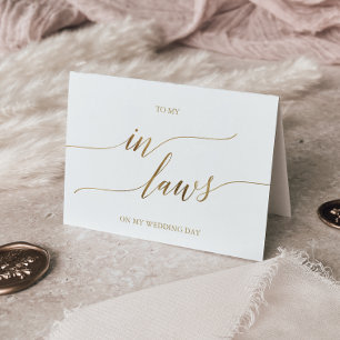 Elegant Gold Calligraphy To My In-Laws Card