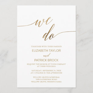 Elegant Gold Calligraphy We Do Wedding Invitation