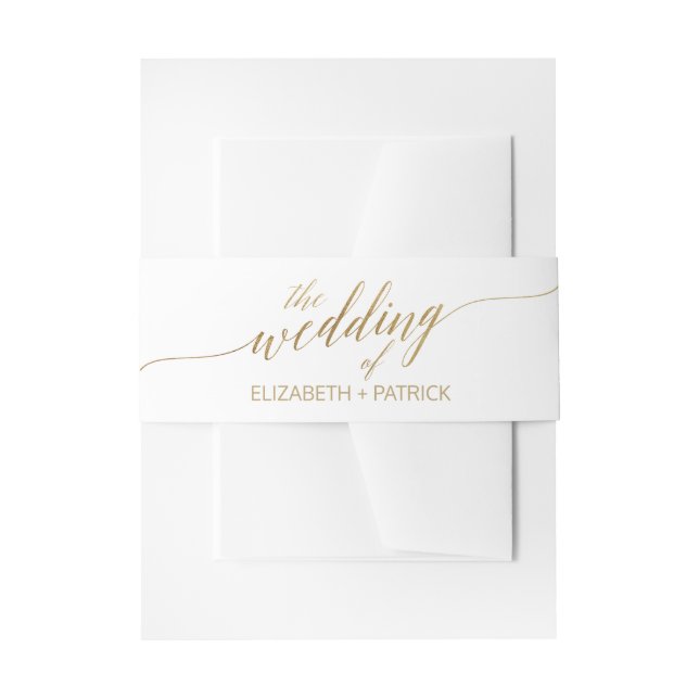 Elegant Gold Calligraphy Wedding Belly Band Invitation Belly Band (Front Example)