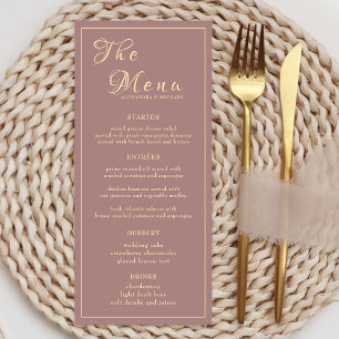 Elegant Gold Calligraphy Wedding Dinner Purple Menu
