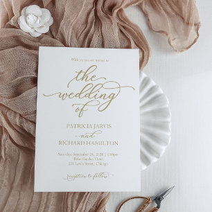 Elegant Gold Calligraphy Wedding Invitation