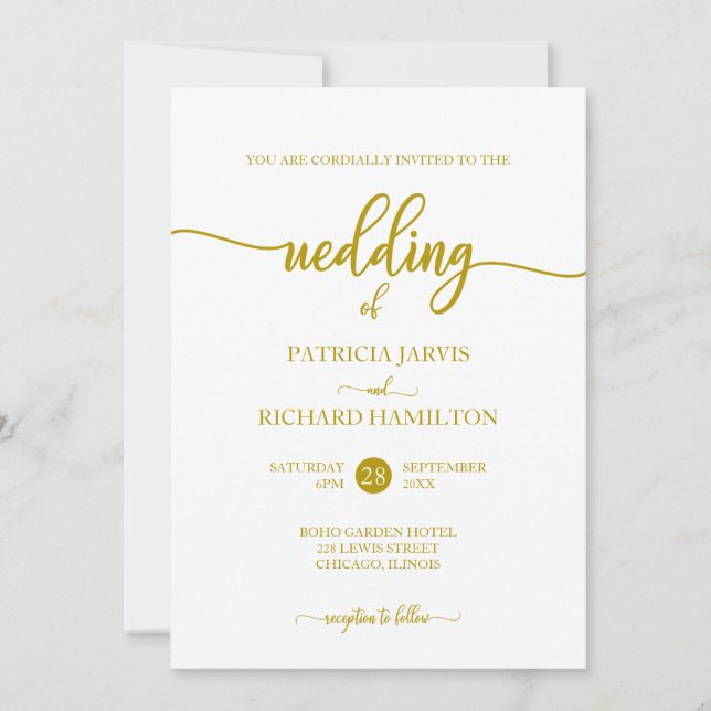 Elegant Gold Calligraphy Wedding Invitation (Front)