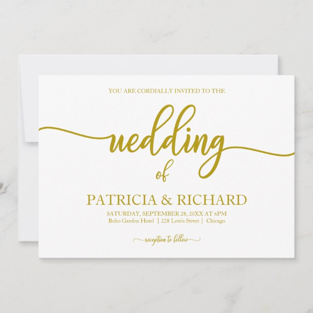 Elegant Gold Calligraphy Wedding Invitation (Front)