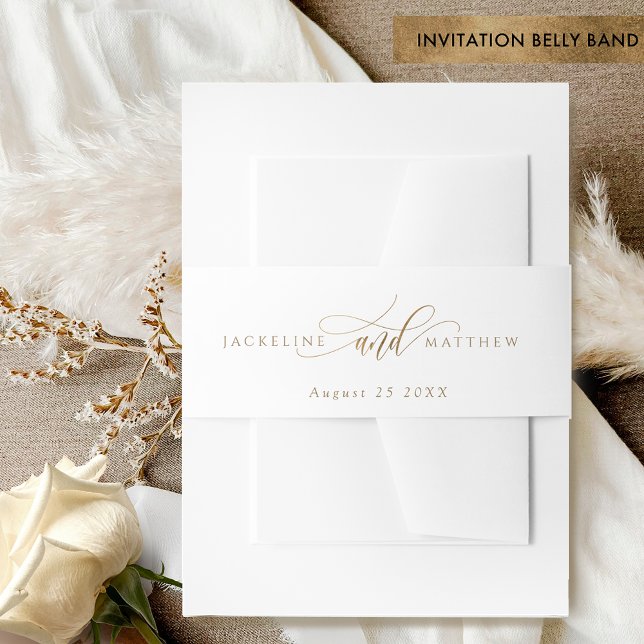 Elegant Gold Calligraphy Wedding Invitation Belly Band (Creator Uploaded)