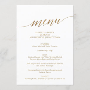 Elegant Gold Calligraphy Wedding Menu Table Sign Invitation
