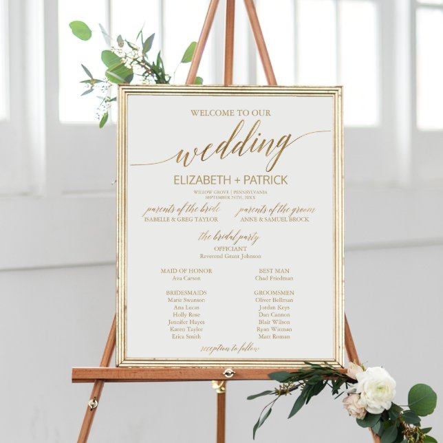 Elegant Gold Calligraphy Wedding Program Poster (Creator Uploaded)