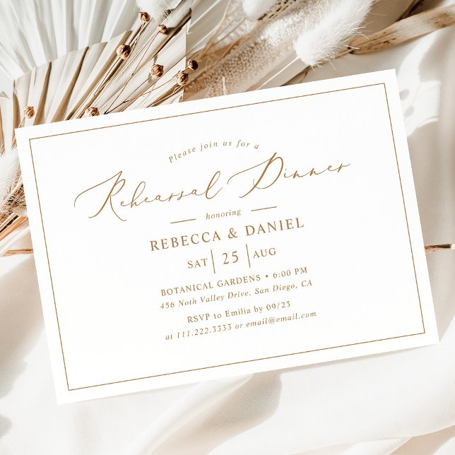 Elegant Gold Calligraphy Wedding Rehearsal Dinner  Invitation (Creator Uploaded)